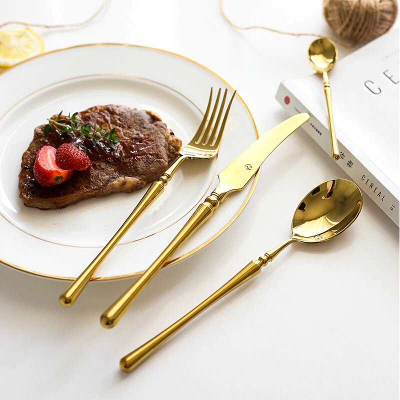 Rome Gold Luxury 18/10 Stainless Steel Cutlery Set - Venetto Design Venettodesign.com