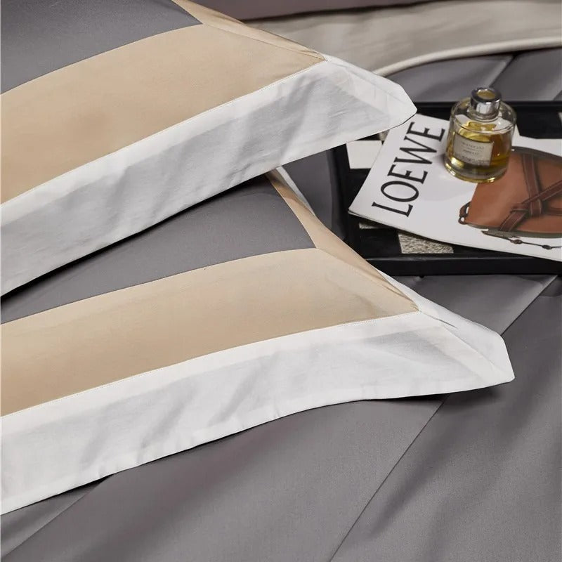 Luxor Grey Stripe Egyptian Cotton Bedding Set