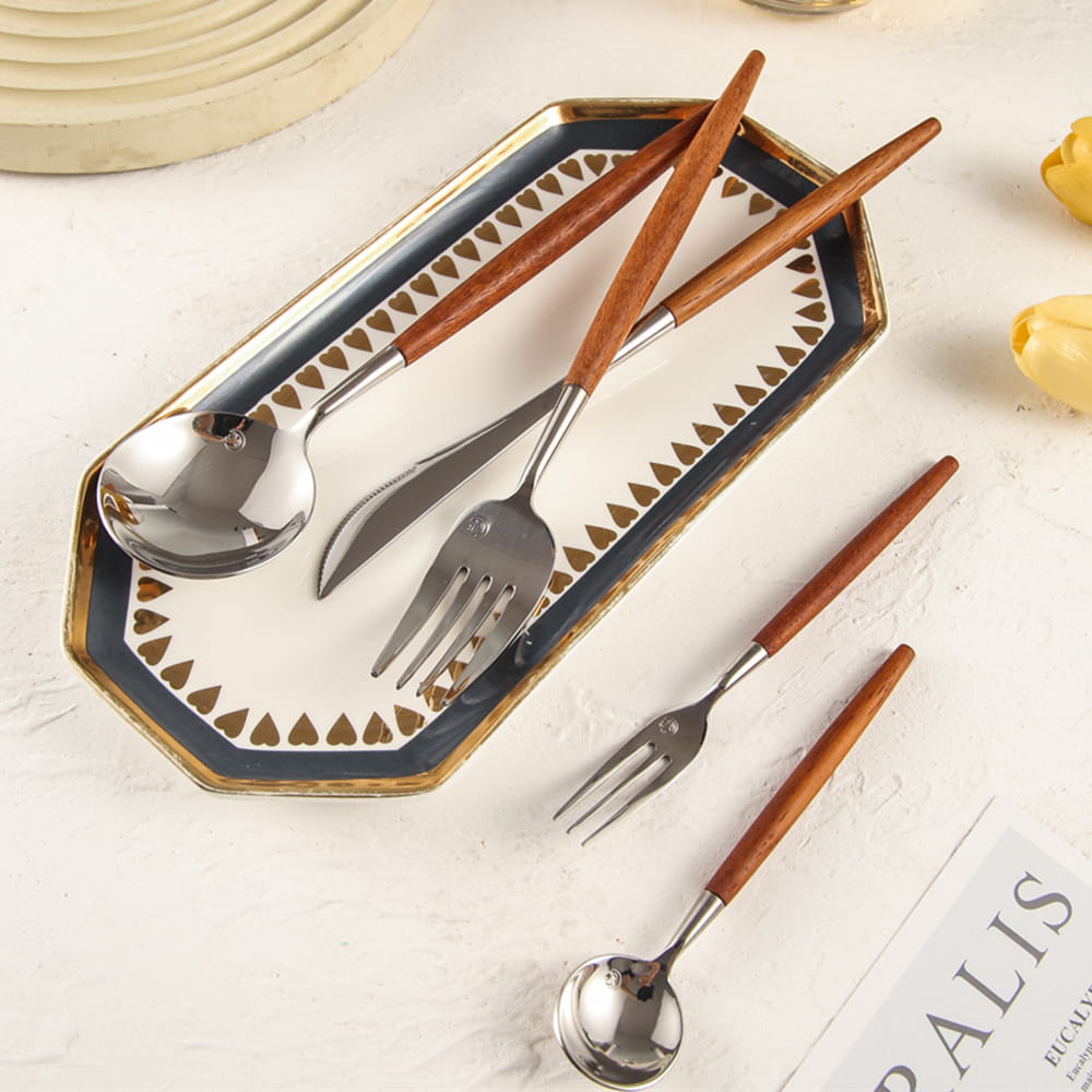 Dalbergia Luxury Stainless Steel Cutlery Set with Rosewood Handle - Venetto Design Venettodesign.com