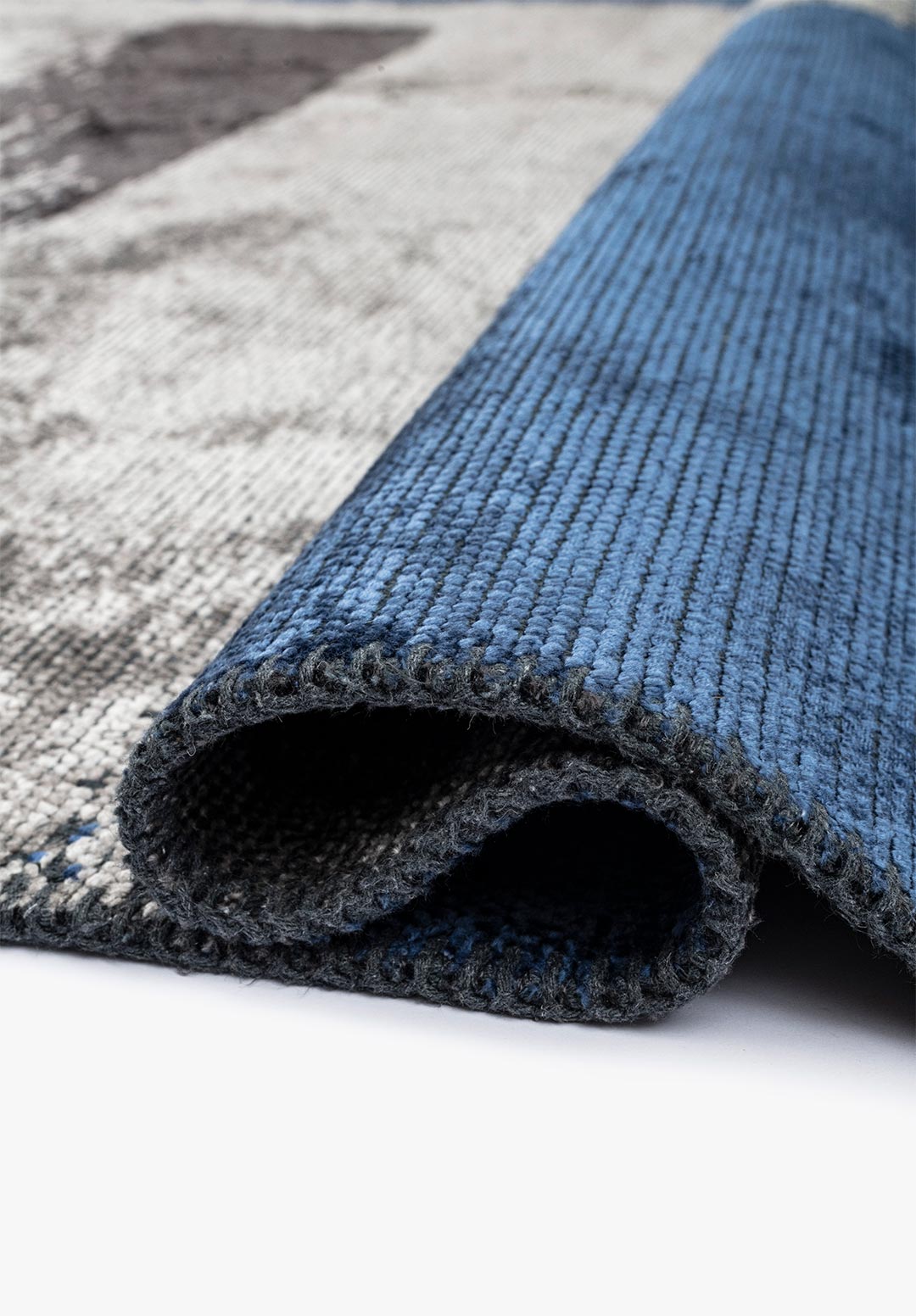 Malaga Navy Blue - Light Grey Rug Rugs - Venetto Design Venettodesign.com