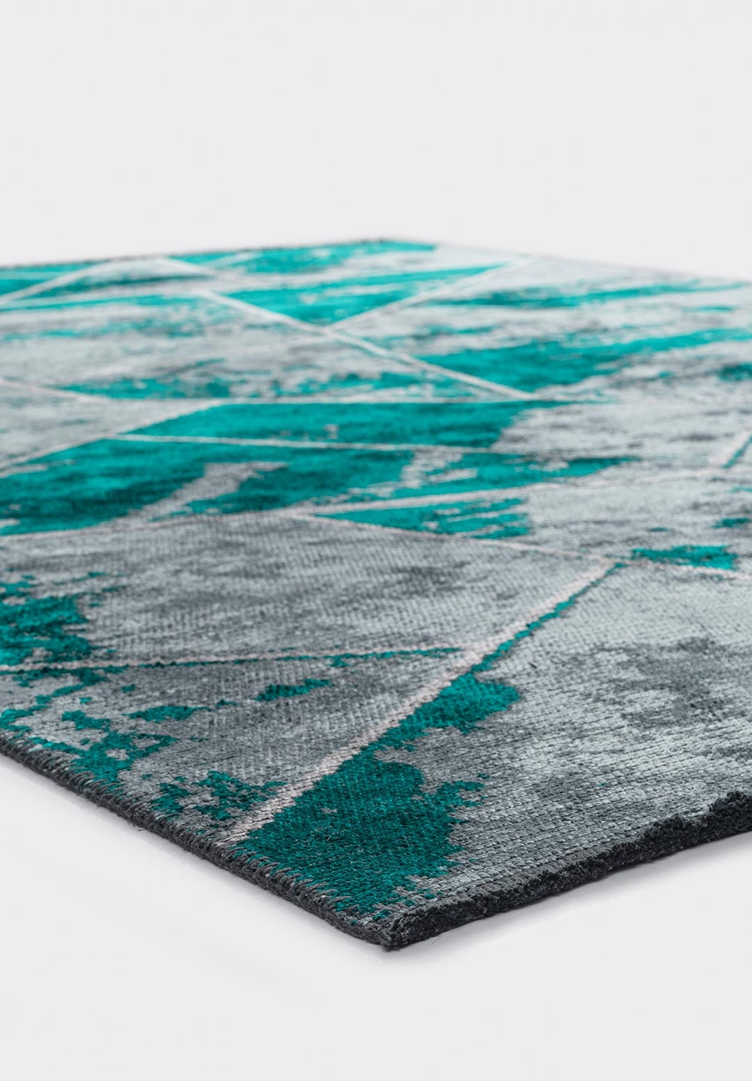 Bremen Dark Turquoise - Light Grey Rug Rugs - Venetto Design Venettodesign.com