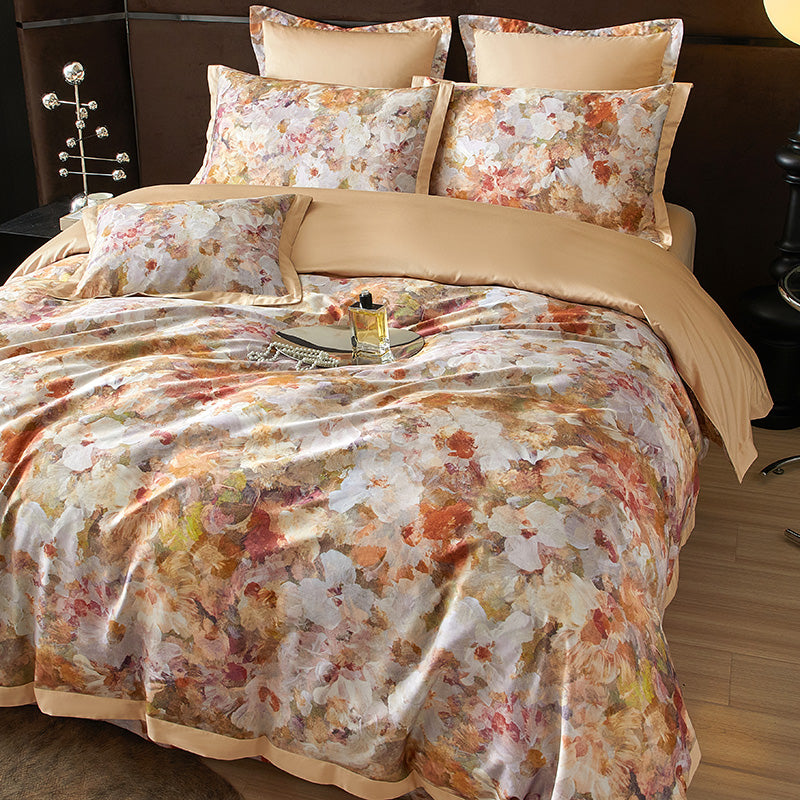 Monetta Botanical Luxury Egyptian Cotton Duvet Cover Set with Floral Bloom Print - Venetto Design Venettodesign.com