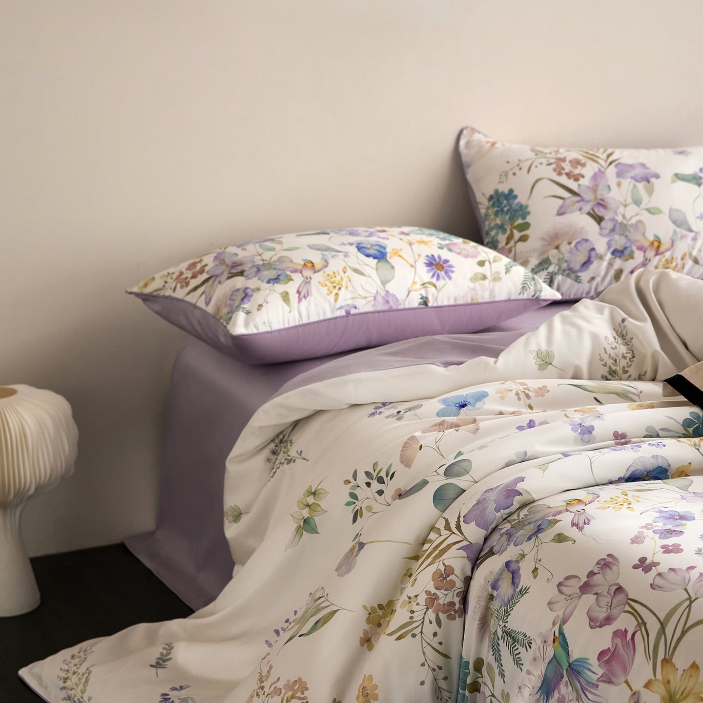 Lunaria Garden Luxury Egyptian Cotton Duvet Cover Set with Floral Print - Venetto Design Venettodesign.com