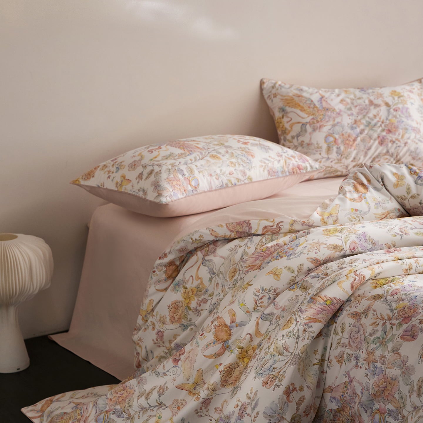 Celestine Fairy Tale Luxury Egyptian Cotton Duvet Cover Set with Unicorn and Botanical Print - Venetto Design Venettodesign.com