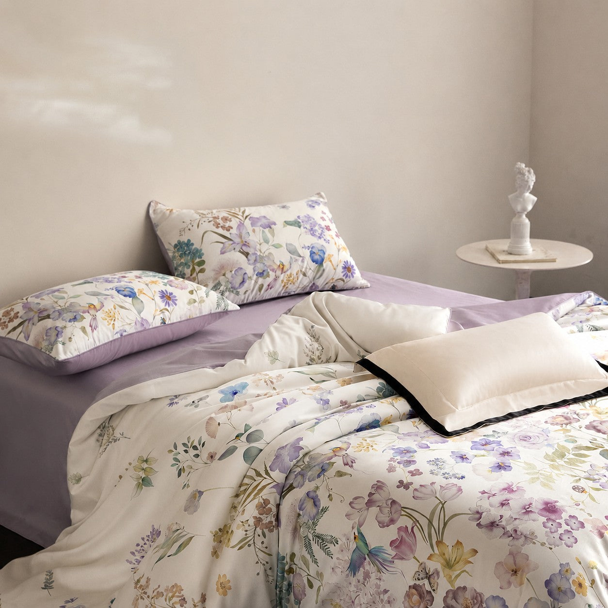 Lunaria Garden Luxury Egyptian Cotton Duvet Cover Set with Floral Print - Venetto Design Venettodesign.com