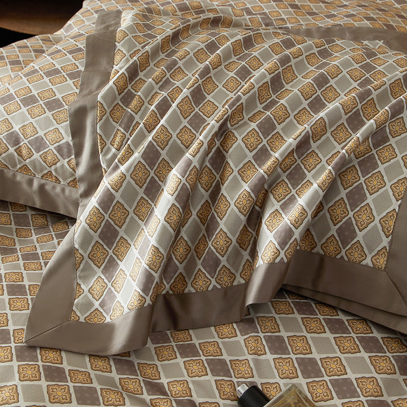 Lumiera Geometric Luxury Egyptian Cotton Duvet Cover Set with Trellis Print - Venetto Design Venettodesign.com