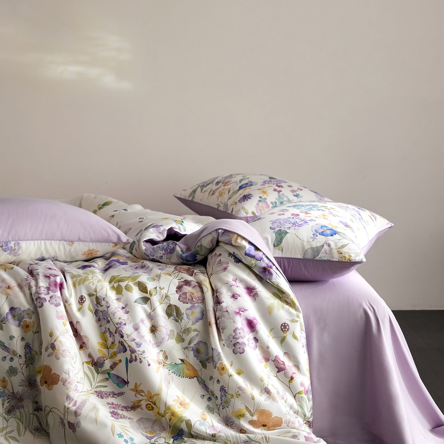Lunaria Garden Luxury Egyptian Cotton Duvet Cover Set with Floral Print - Venetto Design Venettodesign.com