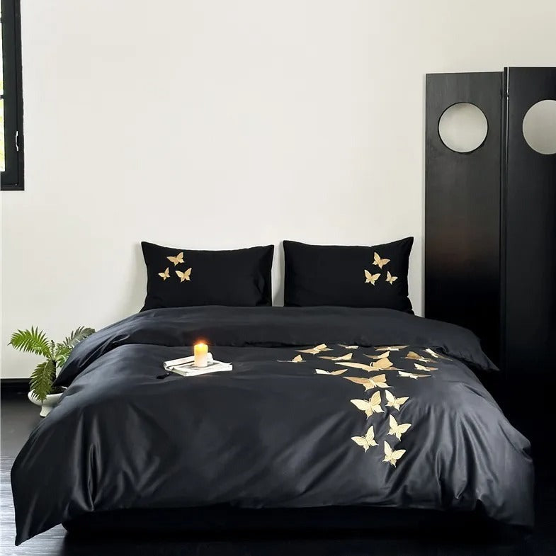 Papillon Egyptian Cotton Embroidery Bedding Set