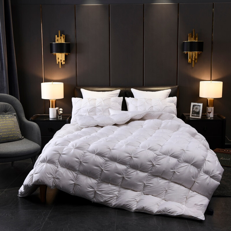 Tanya White Pinch Quilted Goose Down Comforter Bedding - Venetto Design Twin - 150X200cm Venettodesign.com