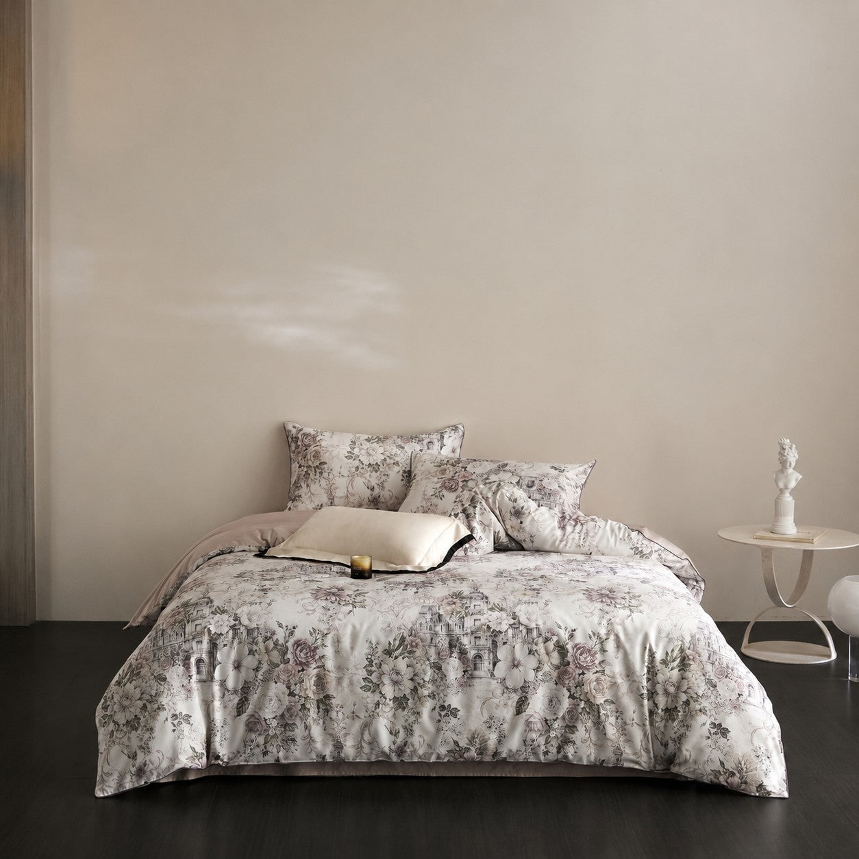 Cryria Pearl Garden Botanical Luxury Egyptian Cotton Duvet Cover Set with Floral, Baroque and European Architectural Print - Venetto Design Venettodesign.com