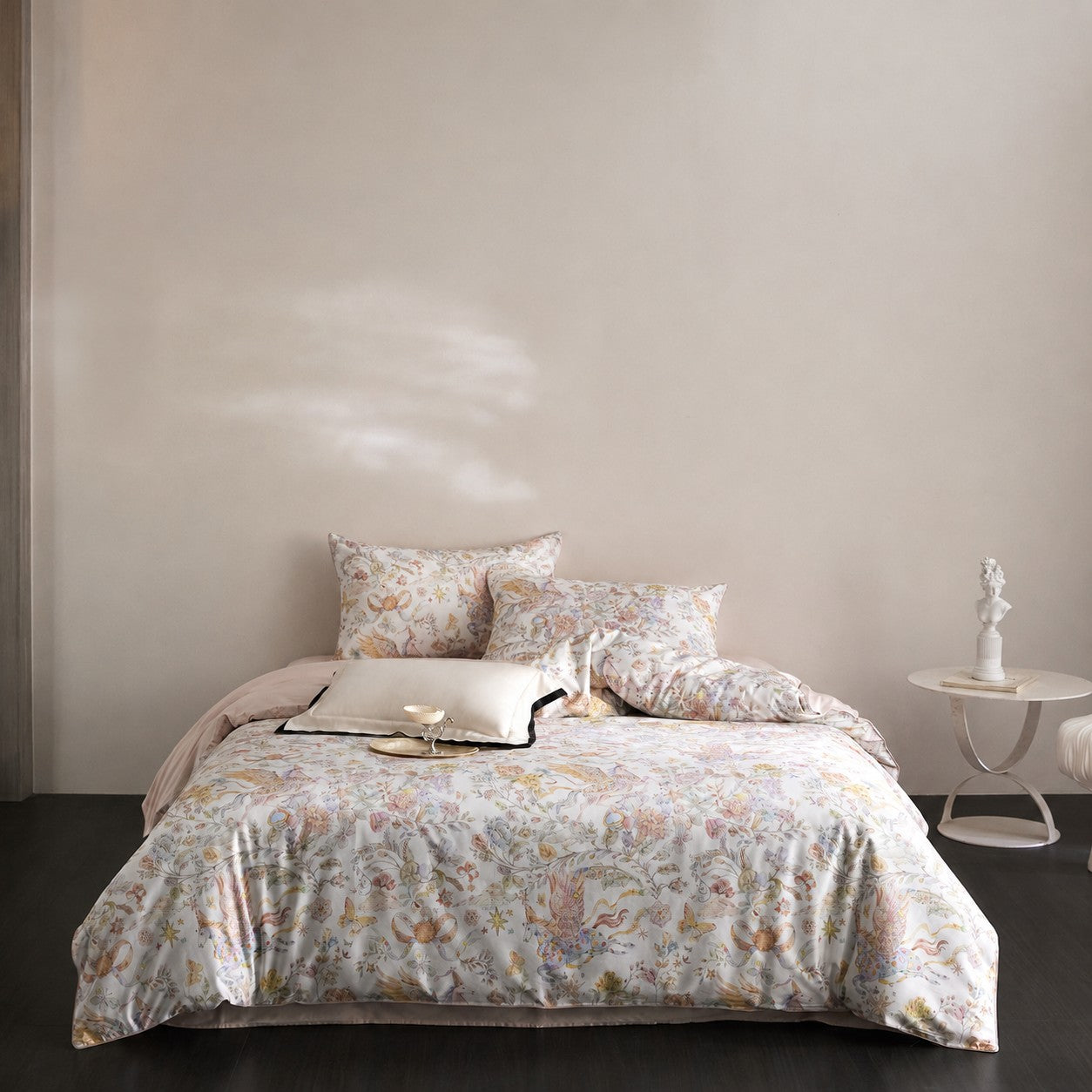 Celestine Fairy Tale Luxury Egyptian Cotton Duvet Cover Set with Unicorn and Botanical Print - Venetto Design Venettodesign.com