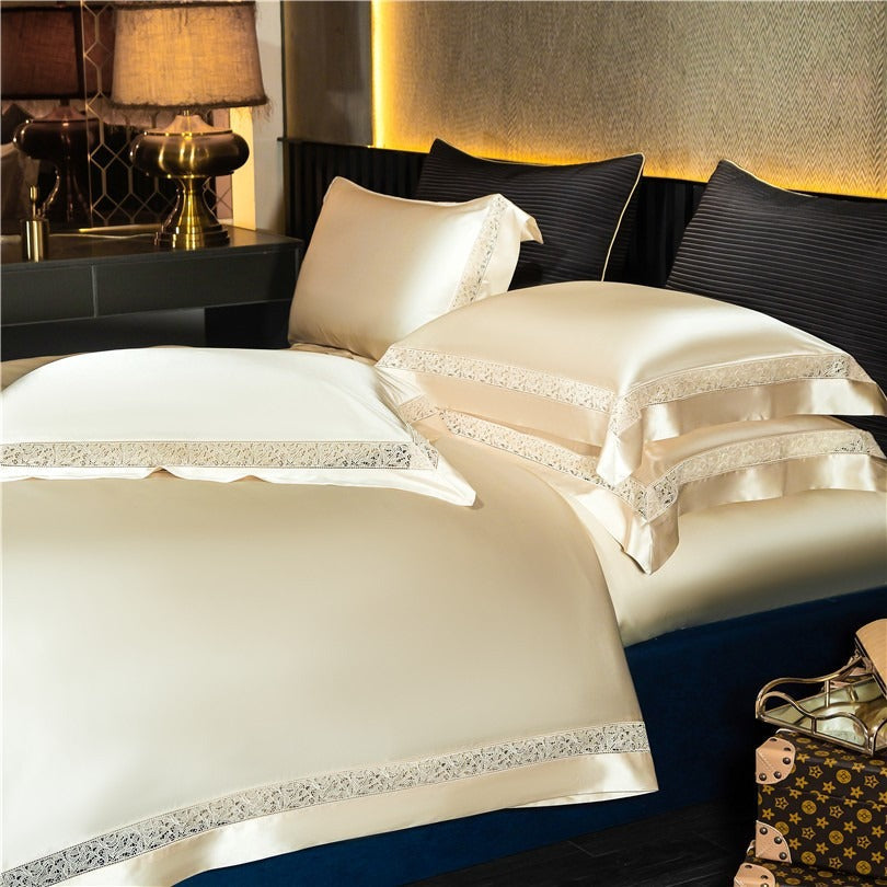 Willa Gold Modern Satin Egyptian Cotton Bedding Set