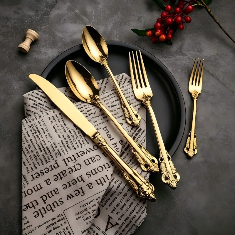 Ducal Gold 18/10 Stainless Steel Cutlery Set with Forged Handle - Venetto Design Venettodesign.com