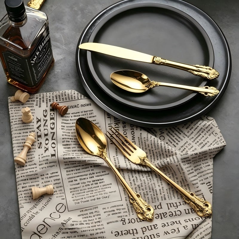 Ducal Gold 18/10 Stainless Steel Cutlery Set with Forged Handle - Venetto Design Venettodesign.com