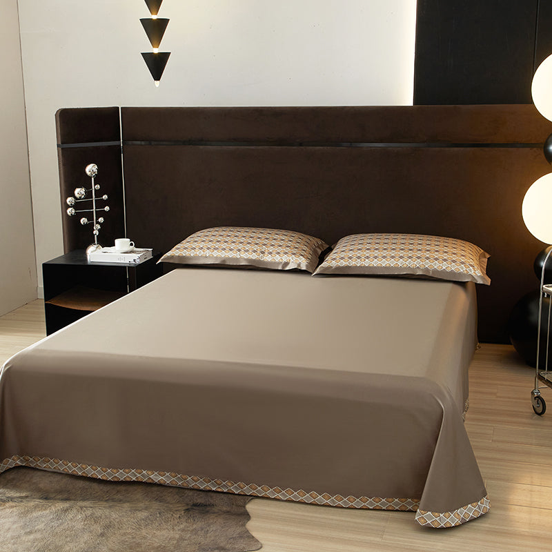Lumiera Geometric Luxury Egyptian Cotton Duvet Cover Set with Trellis Print - Venetto Design Venettodesign.com