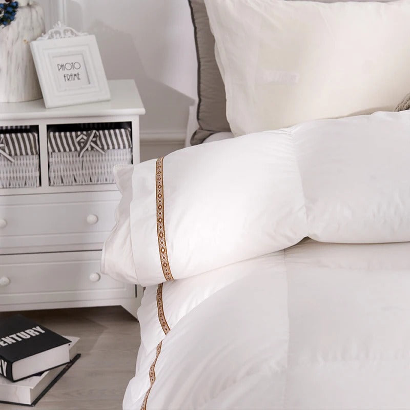 Taavi Embellished Border Quilted Cotton Goose Down Comforter