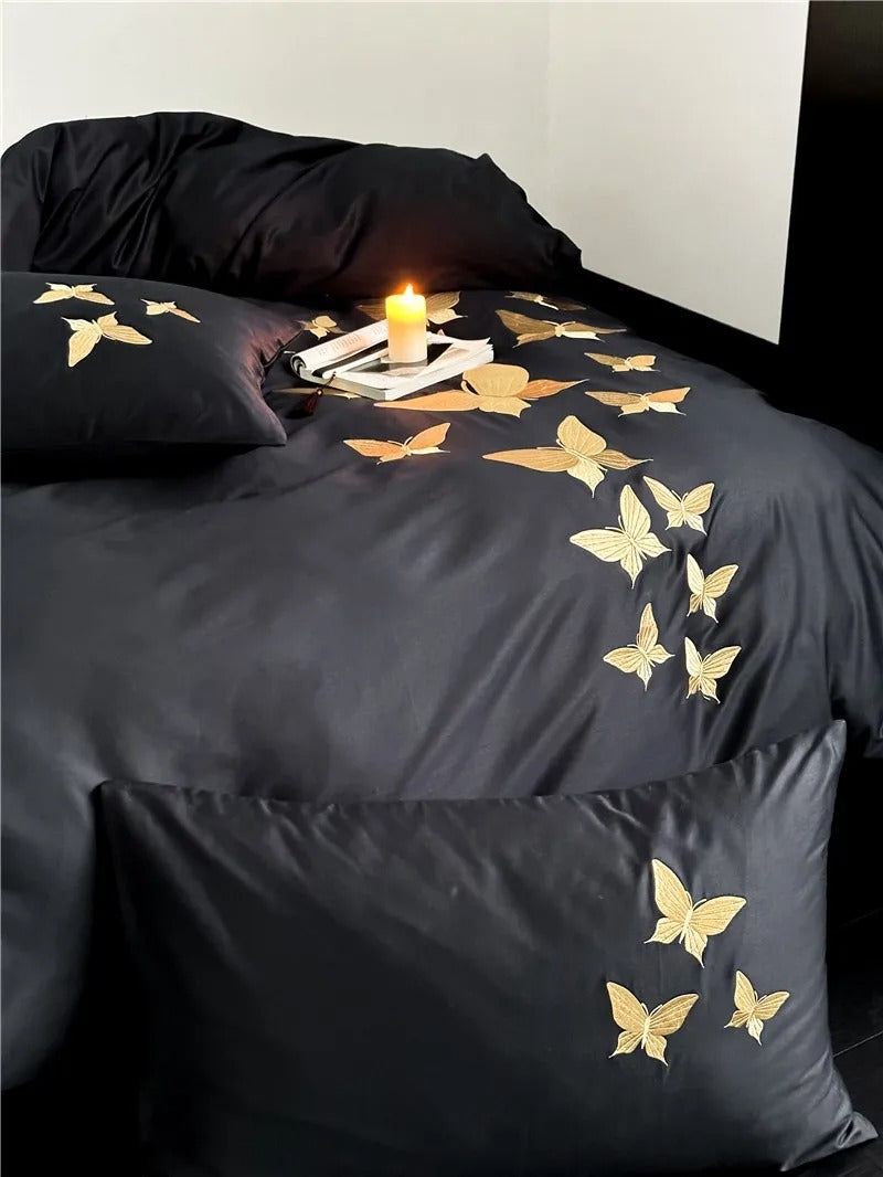 Papillon Egyptian Cotton Embroidery Bedding Set