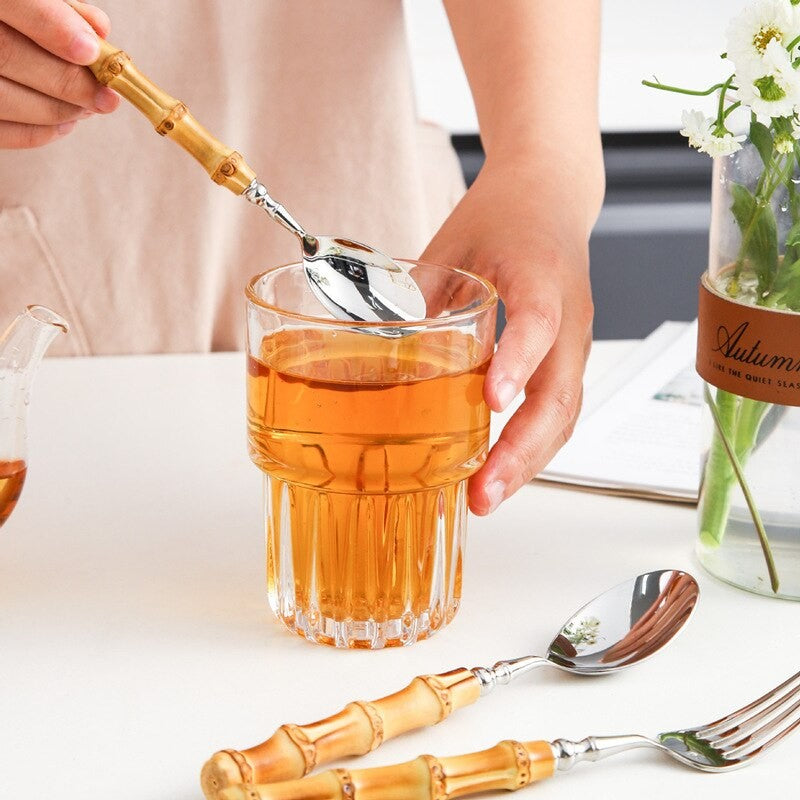 Arashiyama Natural Bamboo Handle 18/10 Stainless Steel Cutlery Set - Venetto Design Venettodesign.com
