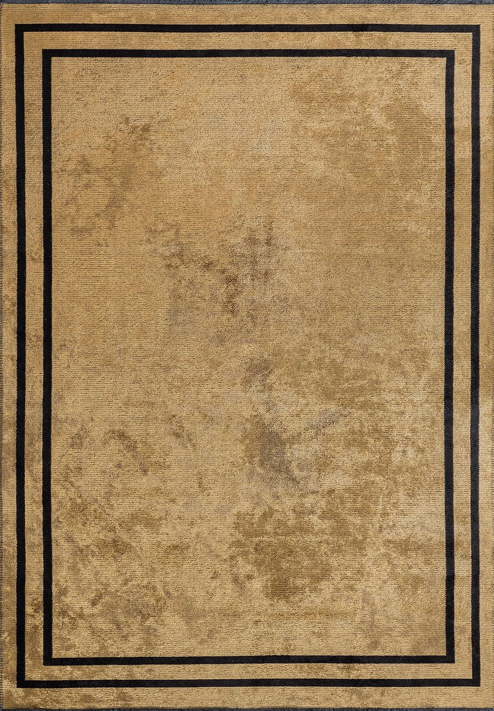 Parallel Border Gold - Black Rug