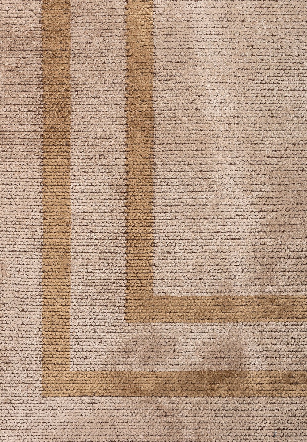 Parallel Border Beige - Coffee Rug