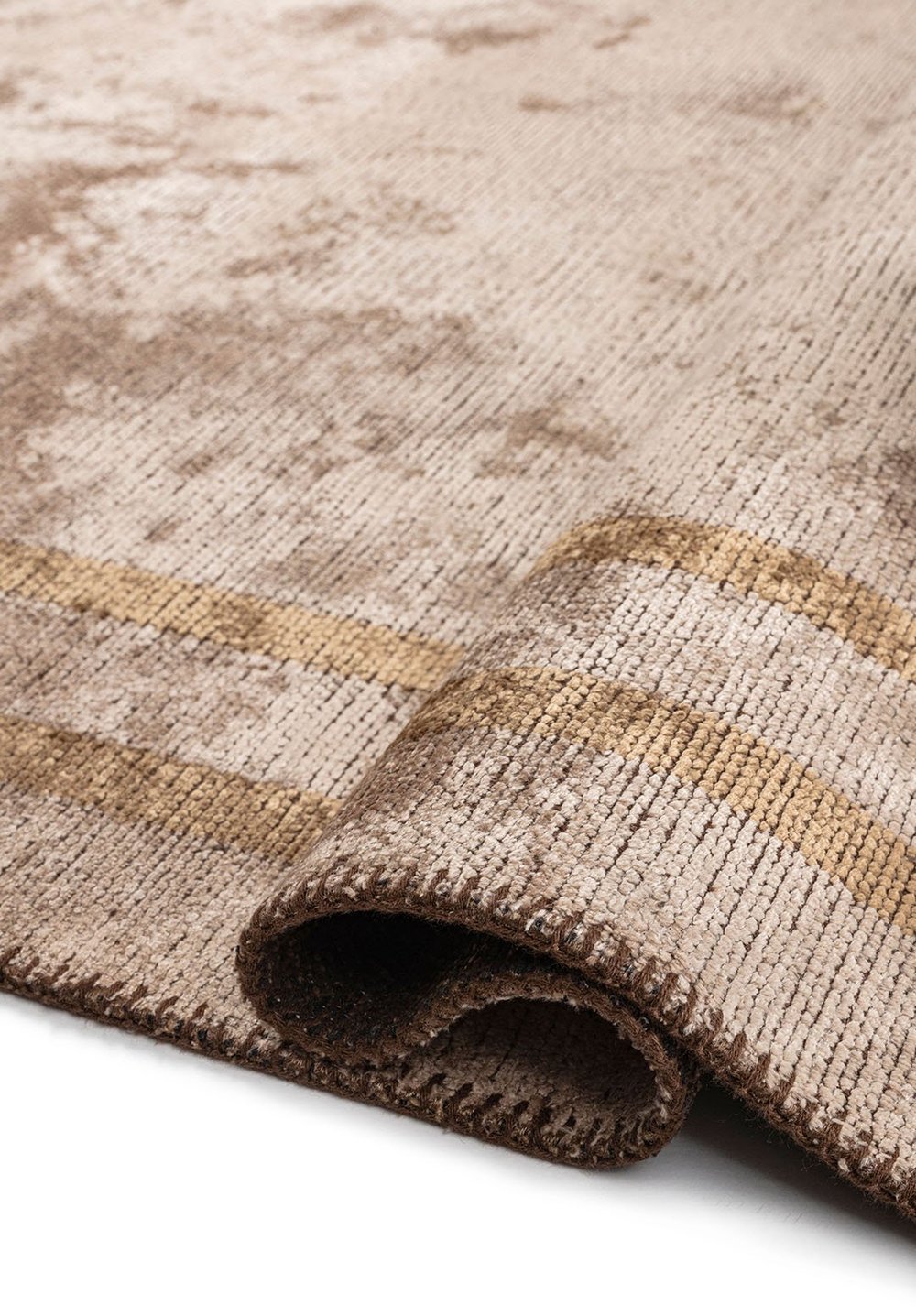 Parallel Border  Beige - Coffee Rug
