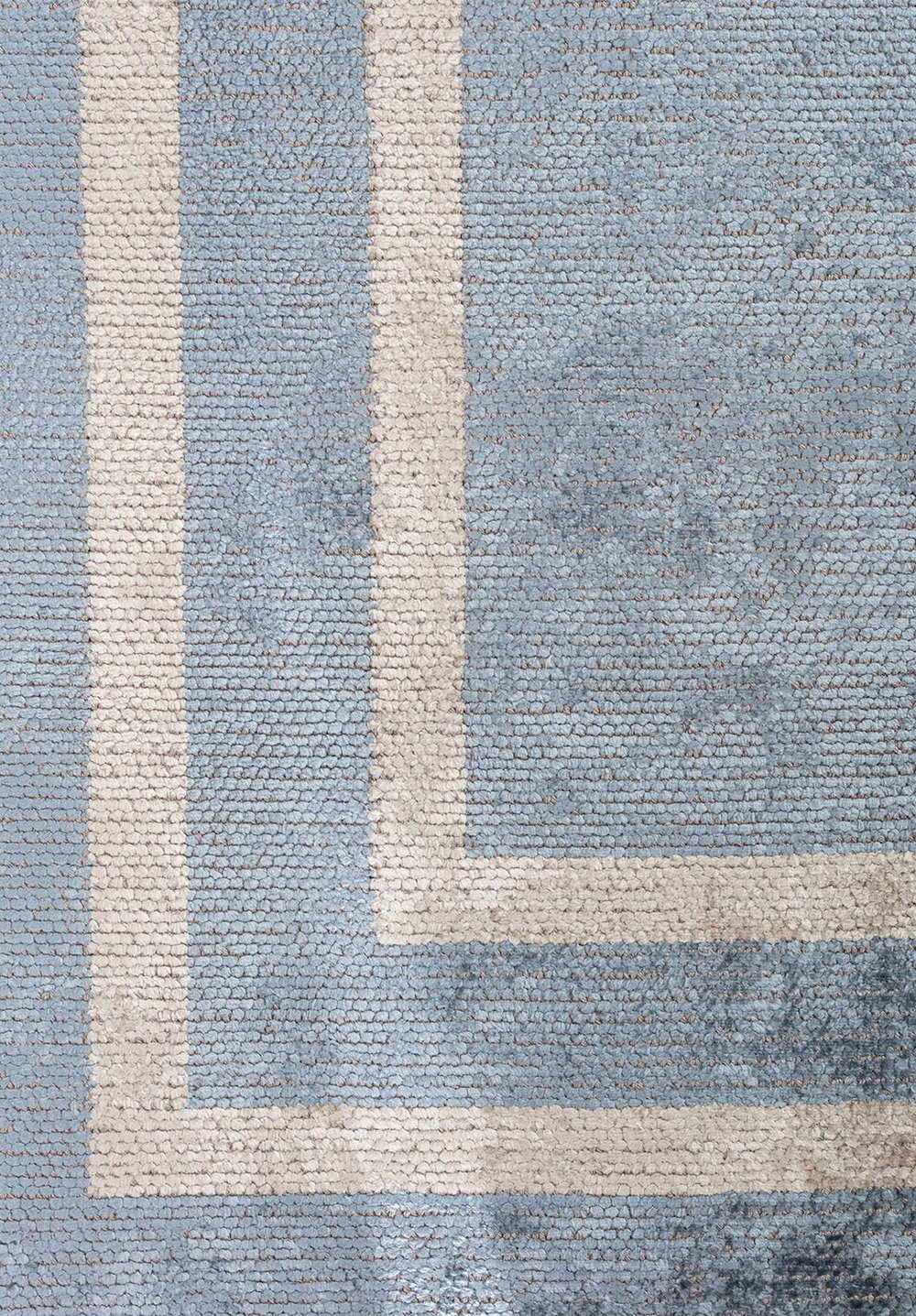 Parallel Border Blue - Beige Rug