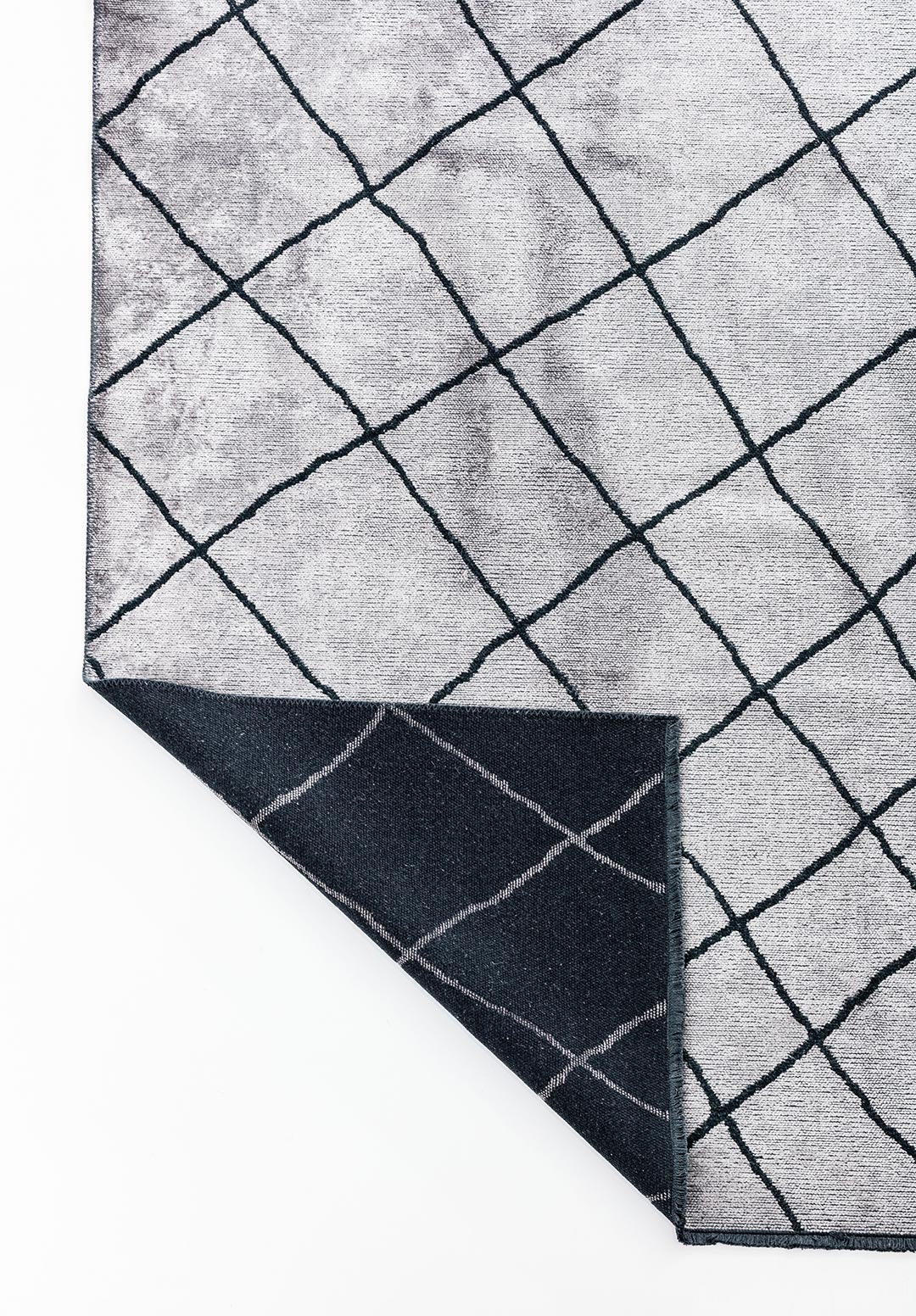 Moroccan Matte Black - Light Grey Rug Rugs - Venetto Design Venettodesign.com