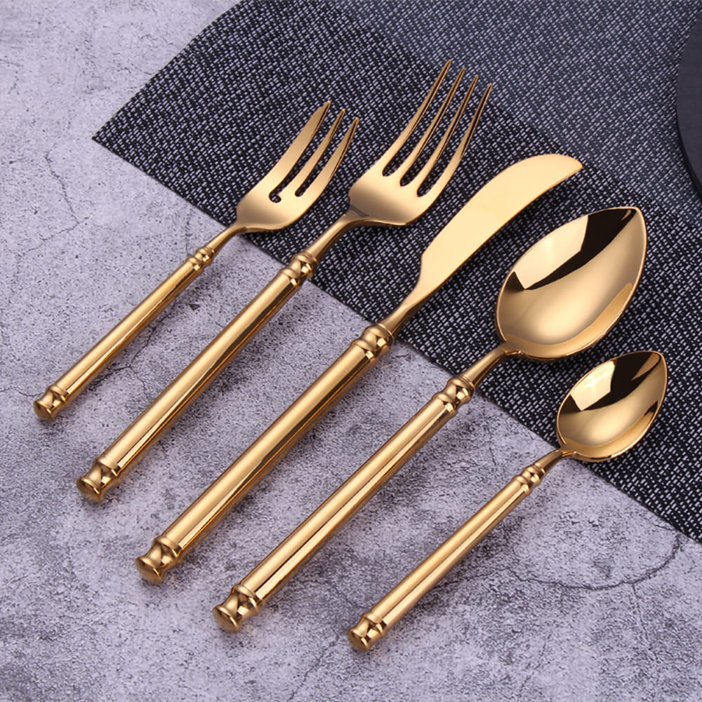 Helena Gold Luxury 18/10 Stainless Steel Cutlery Set with Ring Handle - Venetto Design Venettodesign.com