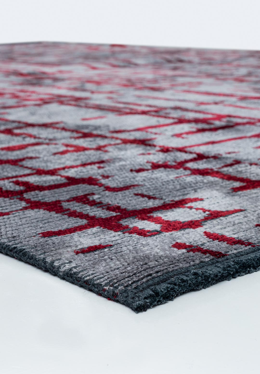 Axis Red - Light Grey Rug Rugs - Venetto Design Venettodesign.com