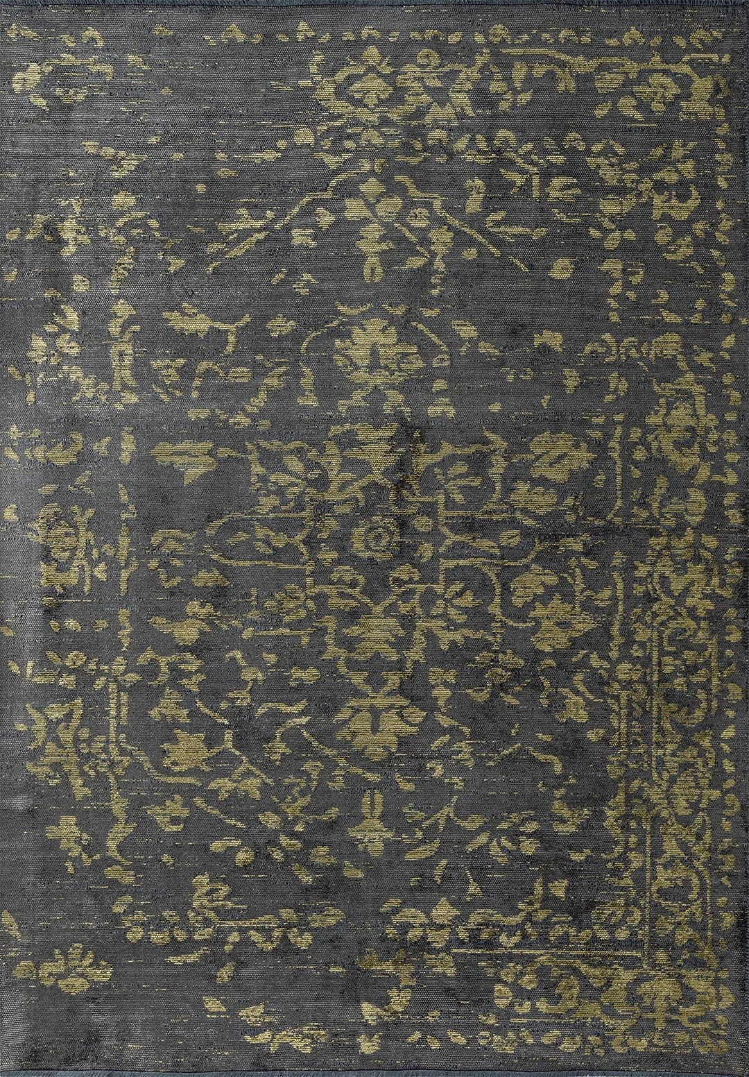 Flora Green - Anthracite Rug Rugs - Venetto Design Venettodesign.com