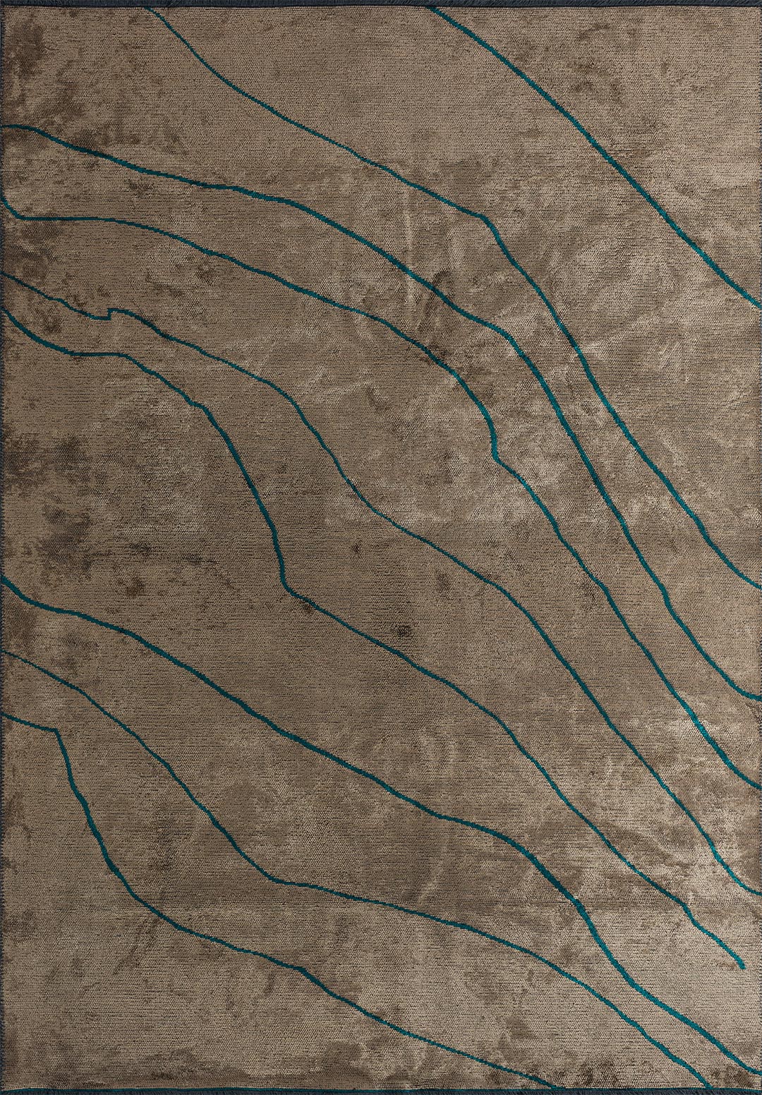 Curve Light Brown - Dark Turquoise Rug Rugs - Venetto Design Venettodesign.com