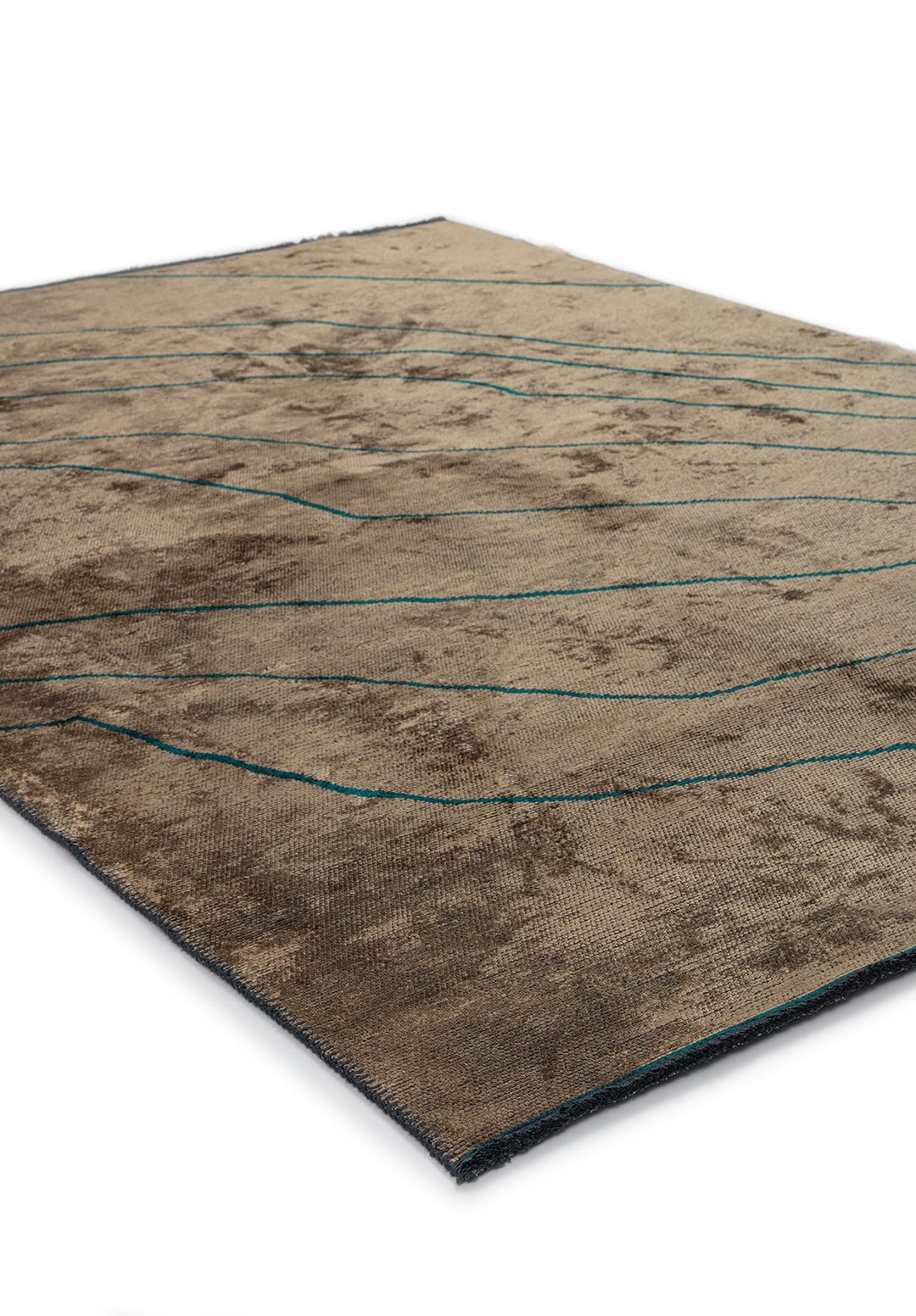 Curve Light Brown - Dark Turquoise Rug Rugs - Venetto Design Venettodesign.com