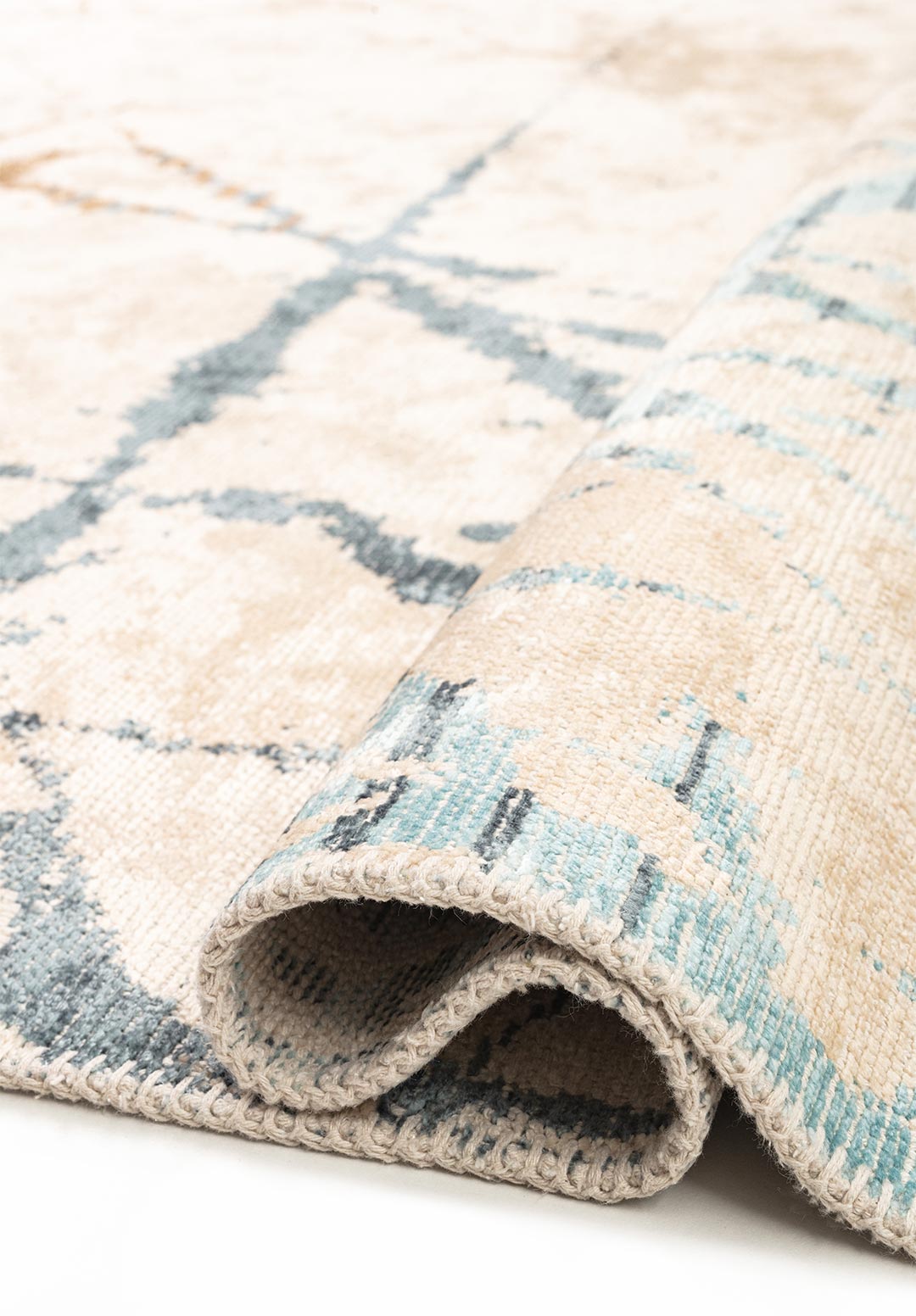 Crack Blue - Ecru Rug Rugs - Venetto Design Venettodesign.com