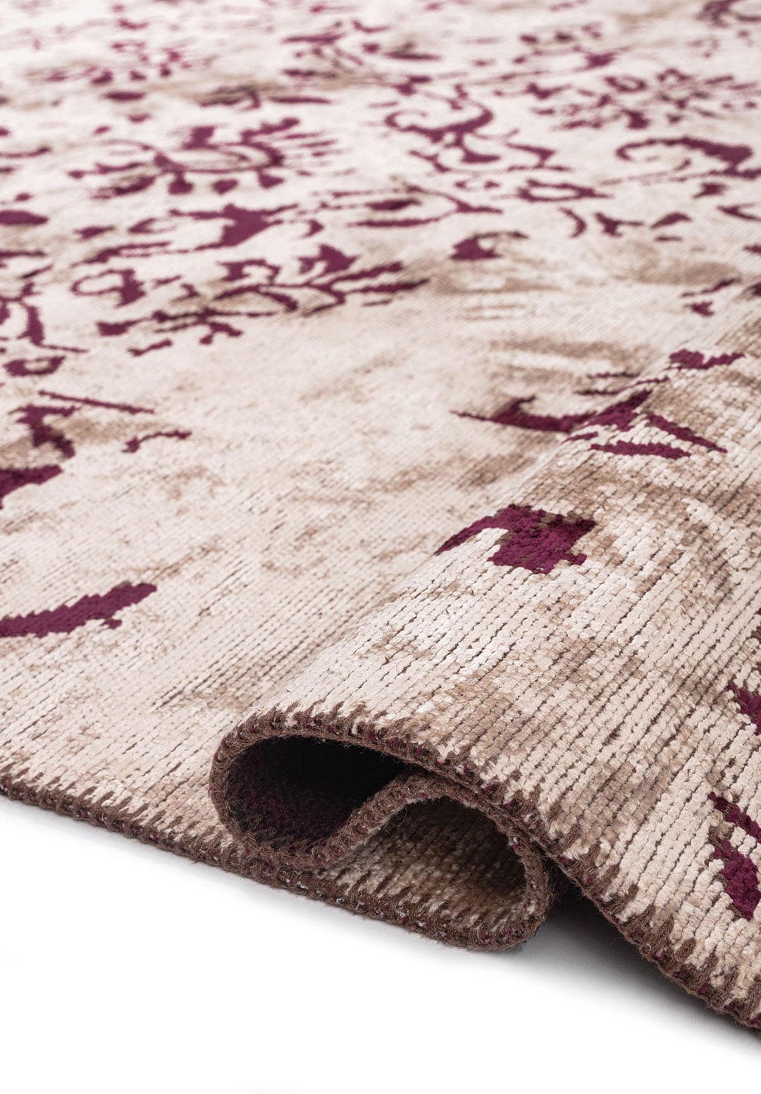 Eloria Dark Damson - Light Cream Rug Rugs - Venetto Design Venettodesign.com