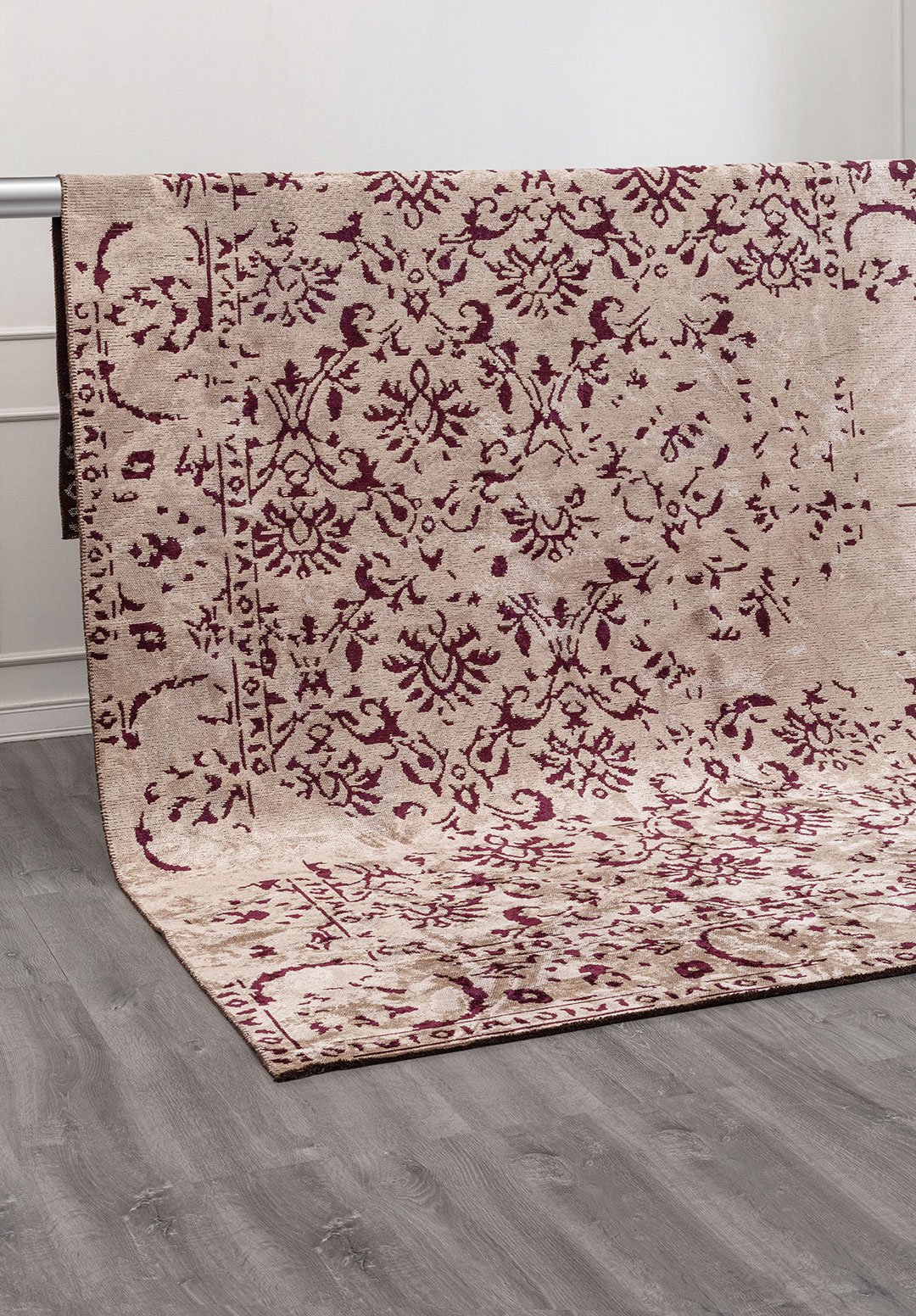 Eloria Dark Damson - Light Cream Rug Rugs - Venetto Design Venettodesign.com