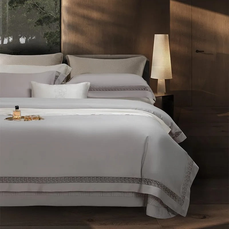 Elysium Silver Egyptian Cotton Bedding Set