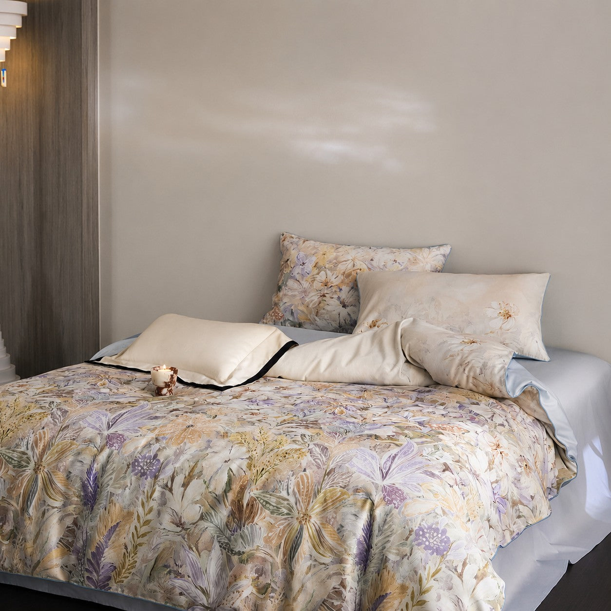 Lysora Sky Meadow Botanical Luxury Egyptian Cotton Duvet Cover Set with Watercolor Floral Print - Venetto Design Venettodesign.com