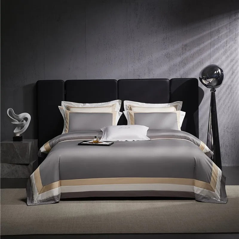 Luxor Grey Stripe Egyptian Cotton Bedding Set