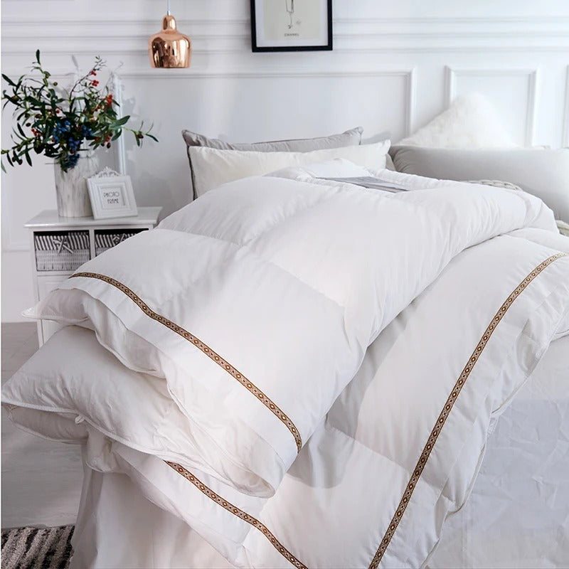 Taavi Embellished Border Quilted Cotton Goose Down Comforter