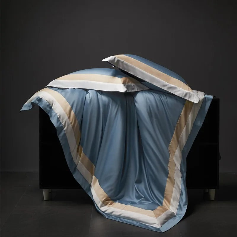 Luxor Blue Stripe Egyptian Cotton Bedding Set