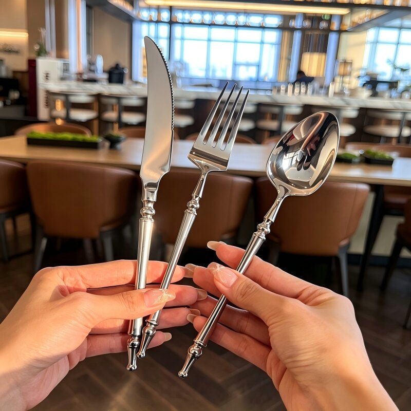 Xena Silver Luxury 18/10 Stainless Steel Cutlery Set with Baluster Detailing Handle - Venetto Design Venettodesign.com