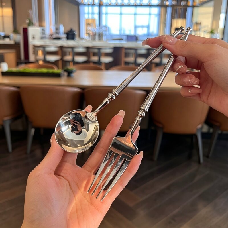 Xena Silver Luxury 18/10 Stainless Steel Cutlery Set with Baluster Detailing Handle - Venetto Design Venettodesign.com
