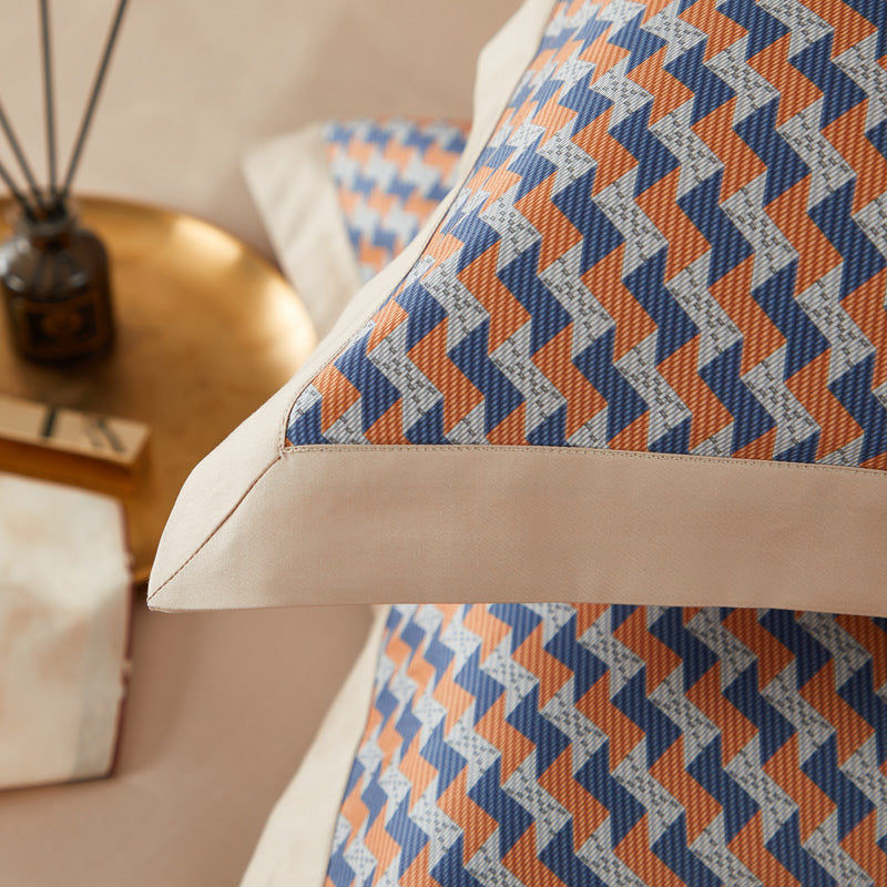 Marcella Geometric Luxury Egyptian Cotton Duvet Cover Set with Chevron Print - Venetto Design Venettodesign.com