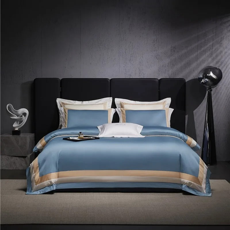 Luxor Blue Stripe Egyptian Cotton Bedding Set