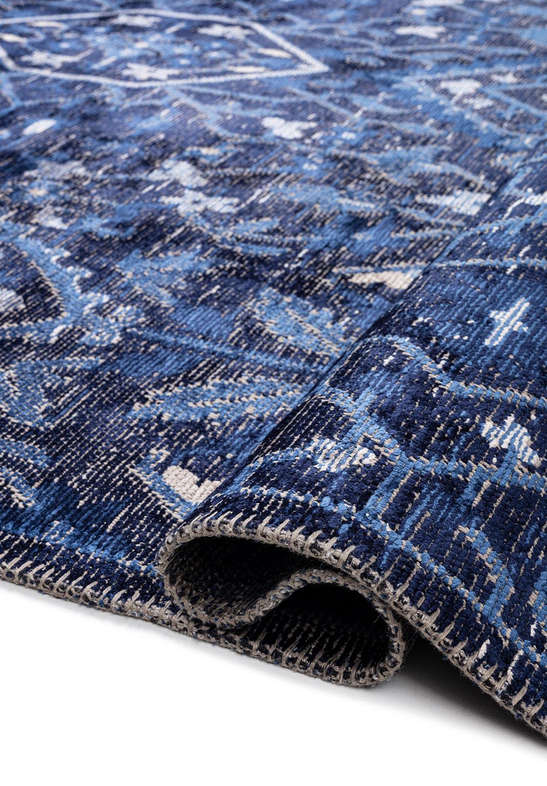 Fleur Stone - Navy Blue Rug Rugs - Venetto Design Venettodesign.com