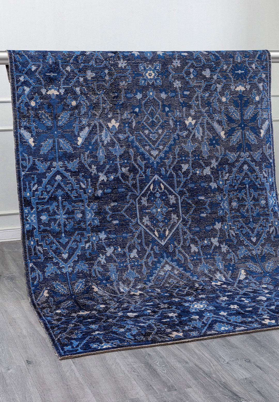Fleur Stone - Navy Blue Rug Rugs - Venetto Design Venettodesign.com