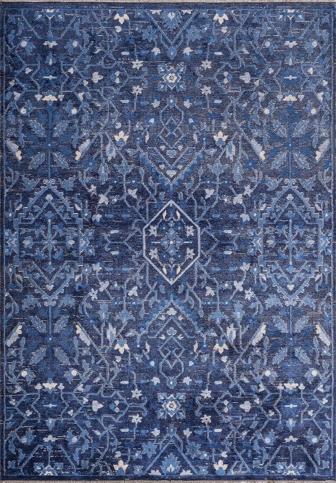 Fleur Stone - Navy Blue Rug Rugs - Venetto Design Venettodesign.com