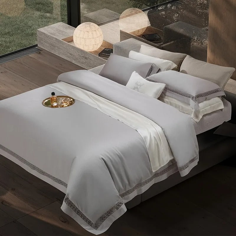 Elysium Silver Egyptian Cotton Bedding Set