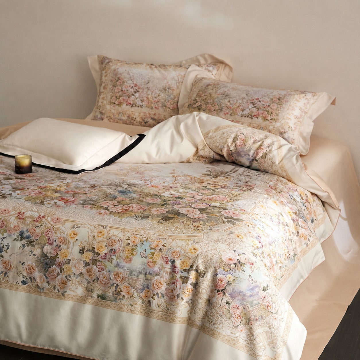 Mireya Botanical Luxury Egyptian Cotton Duvet Cover Set with Vintage Floral Print - Venetto Design Venettodesign.com