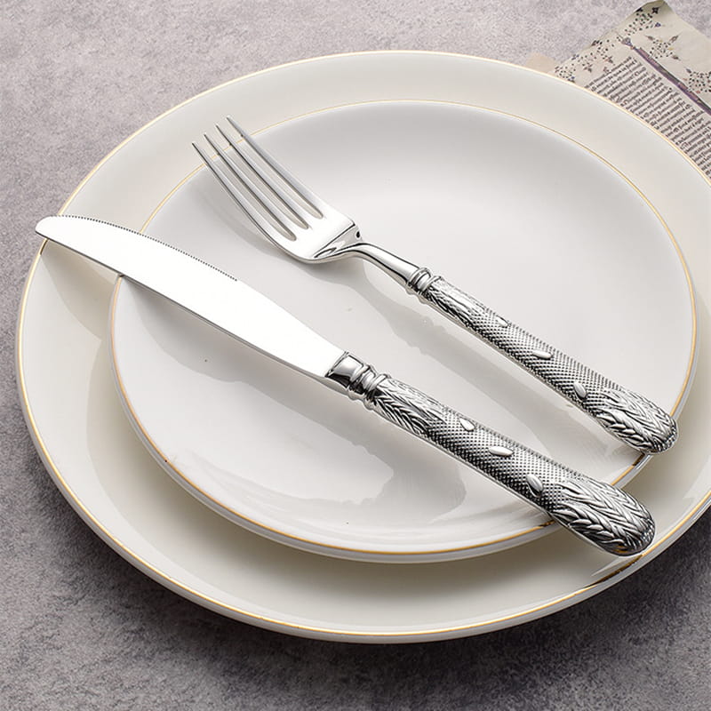 Eternal Grace Silver Luxury 18/10 Stainless Steel Cutlery Set with Ornate Handle - Venetto Design Venettodesign.com